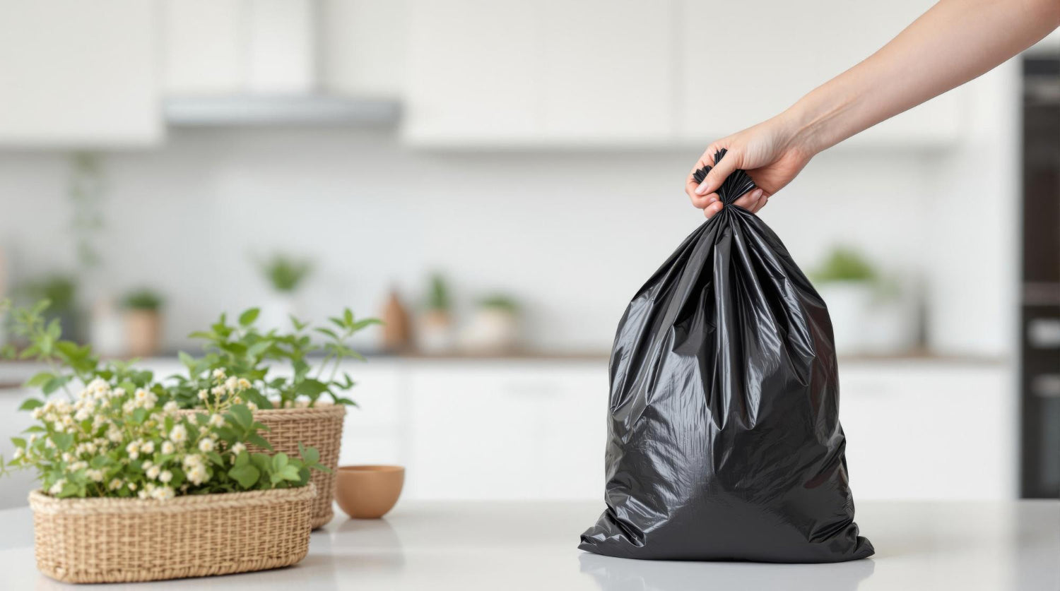 Kitchen trash bags stored for convenience, where to keep compostable trash bags at home