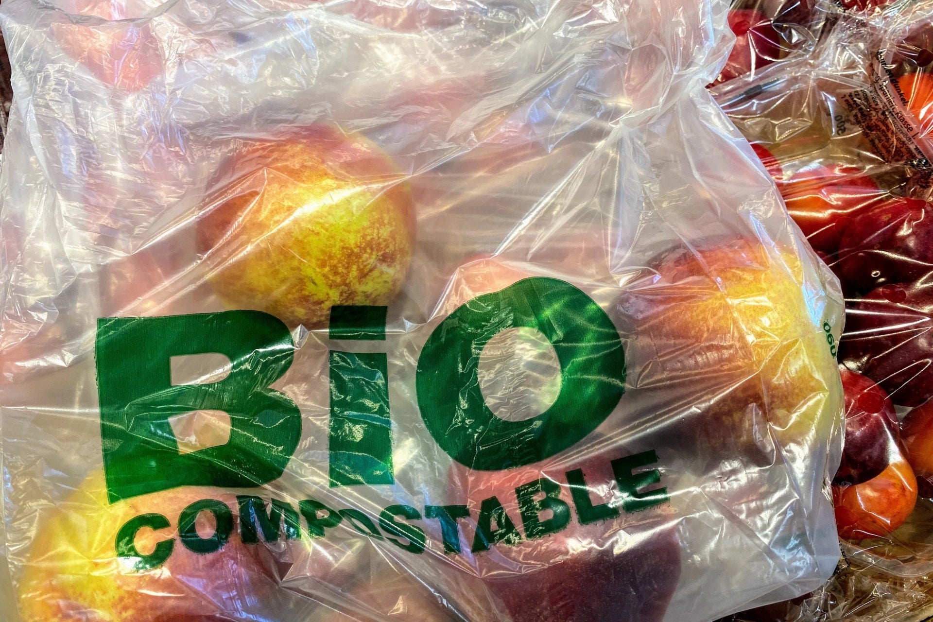 Plastic bags illustrating the carbon footprint of plastic bags and greener solutions