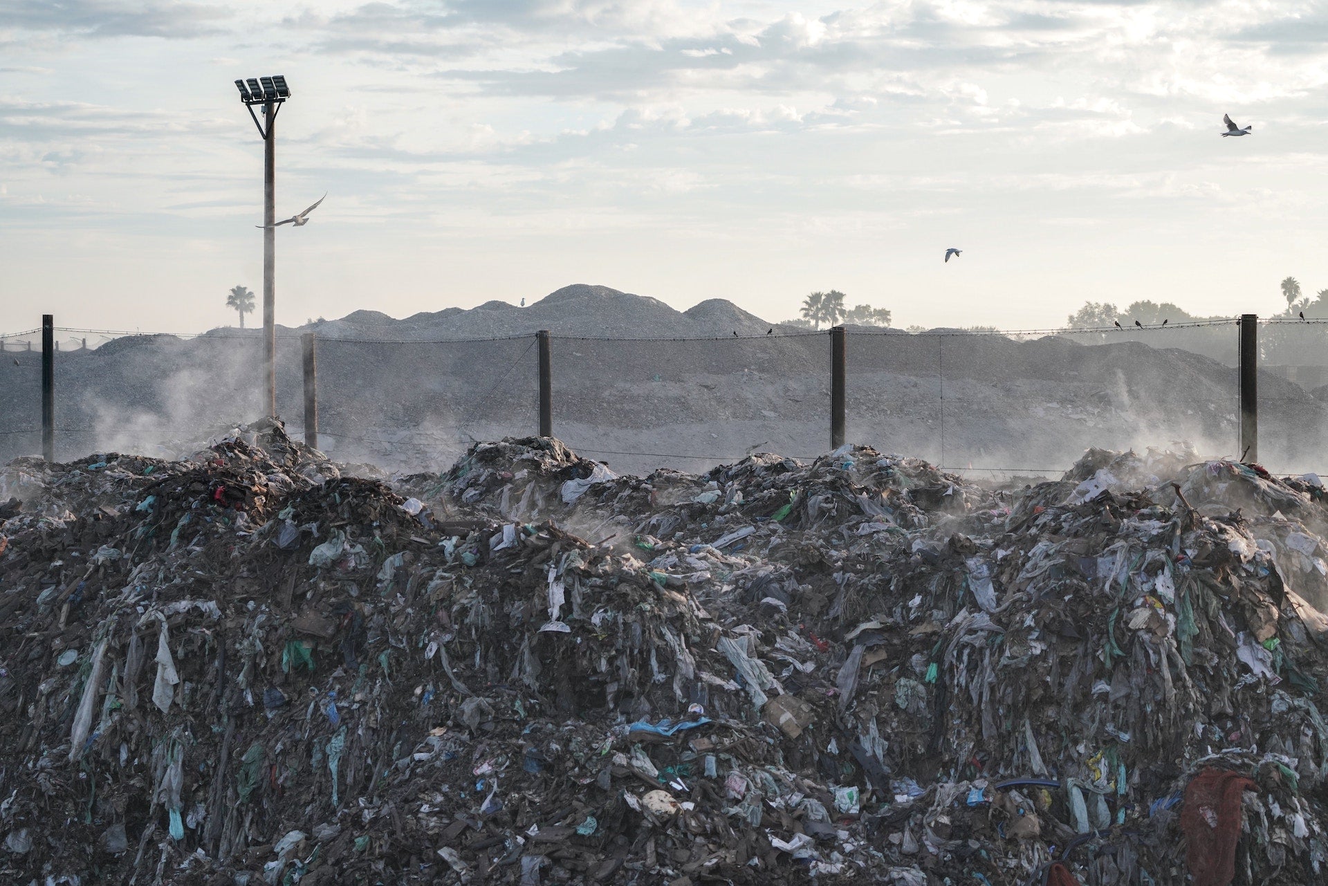 Plastic bag in a landfill that can take up to 1,000 years to break down into microplastics.