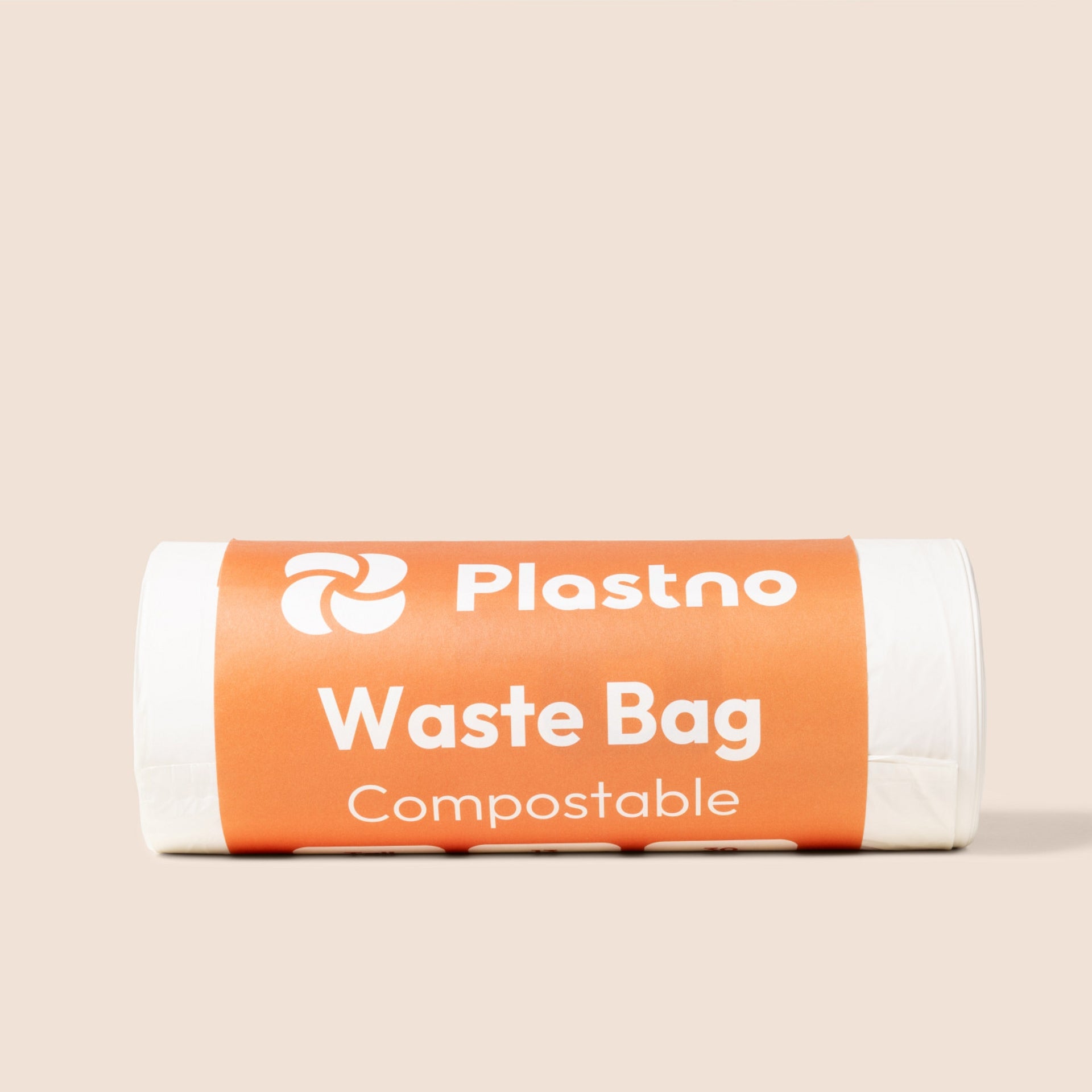 Plastno Waste Bag Tall: 13 gallon compostable trash bag made from cornstarch, PLA, and PBAT