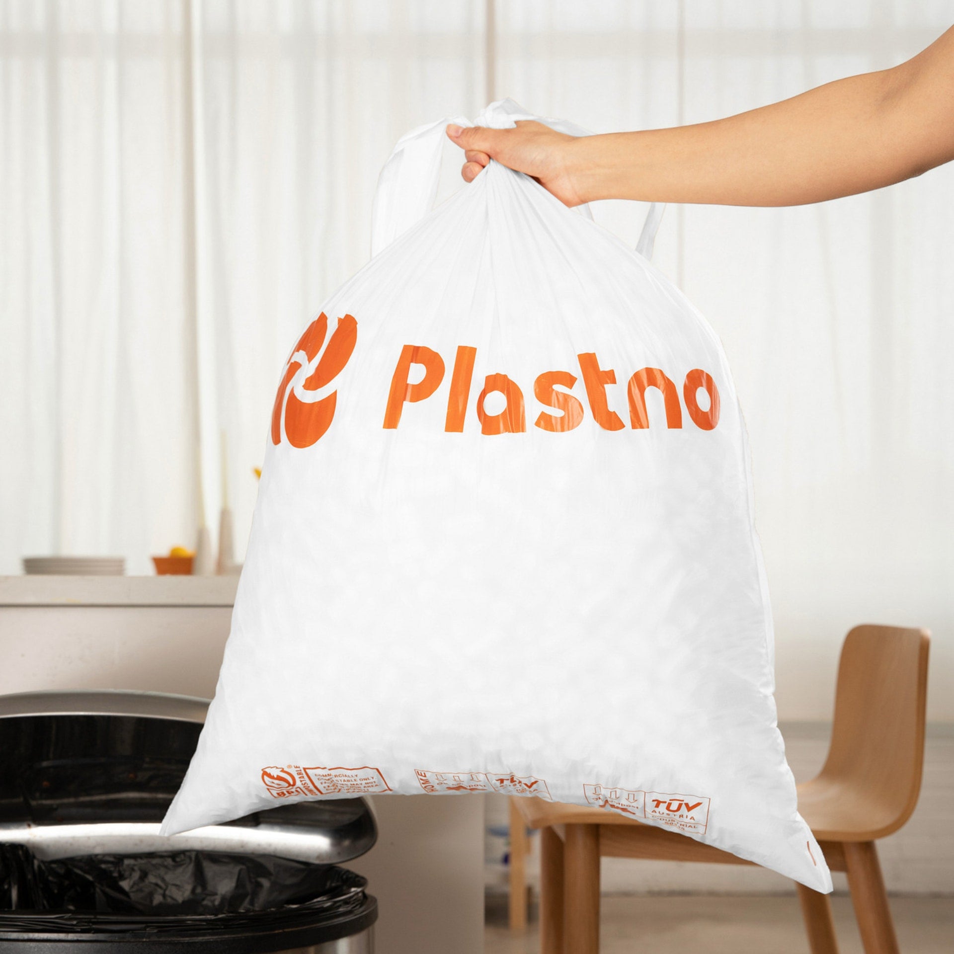 Plastno BPI certified compostable trash bag for commercial composting