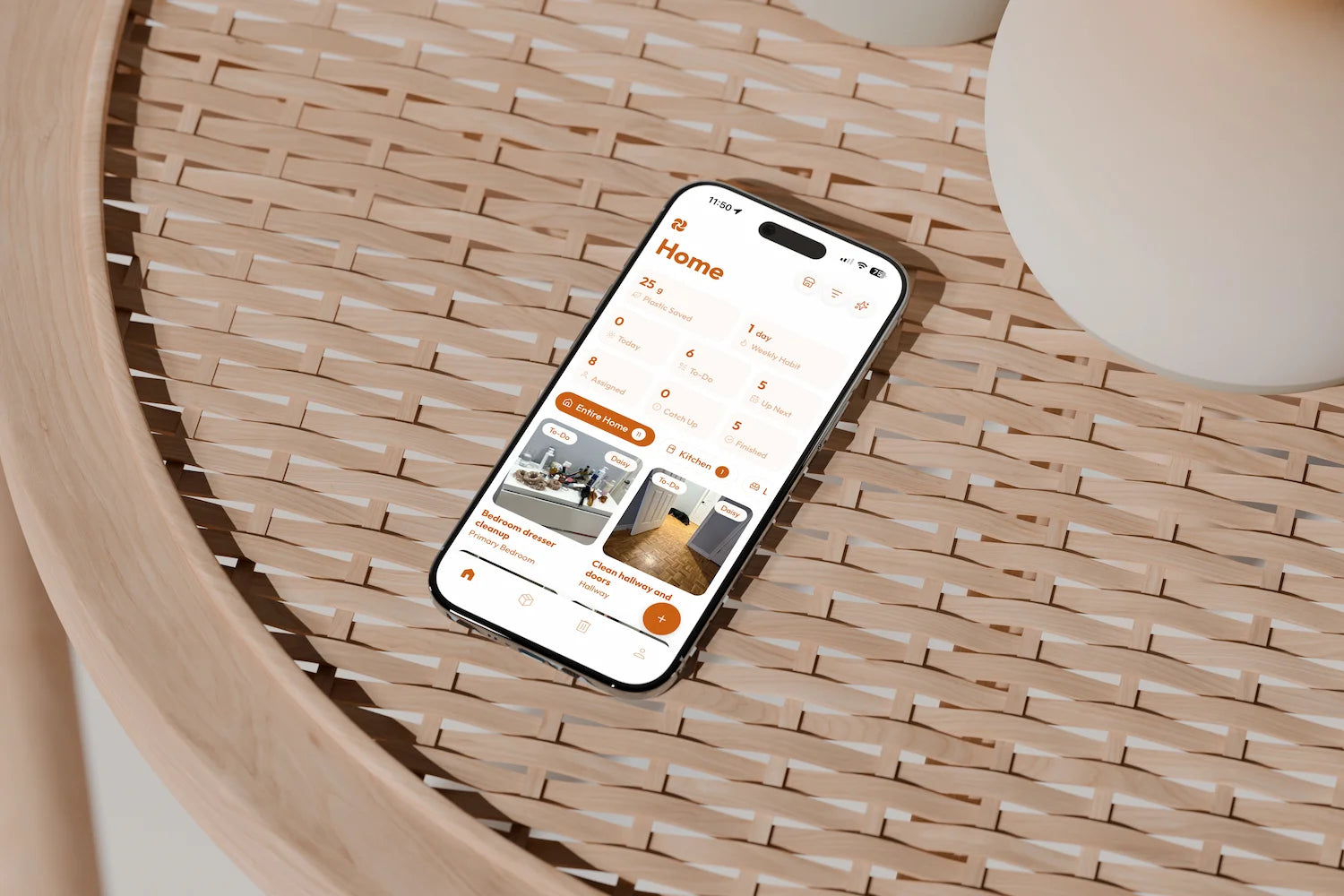 Plastnofy home cleaning app with a list of chores to be completed