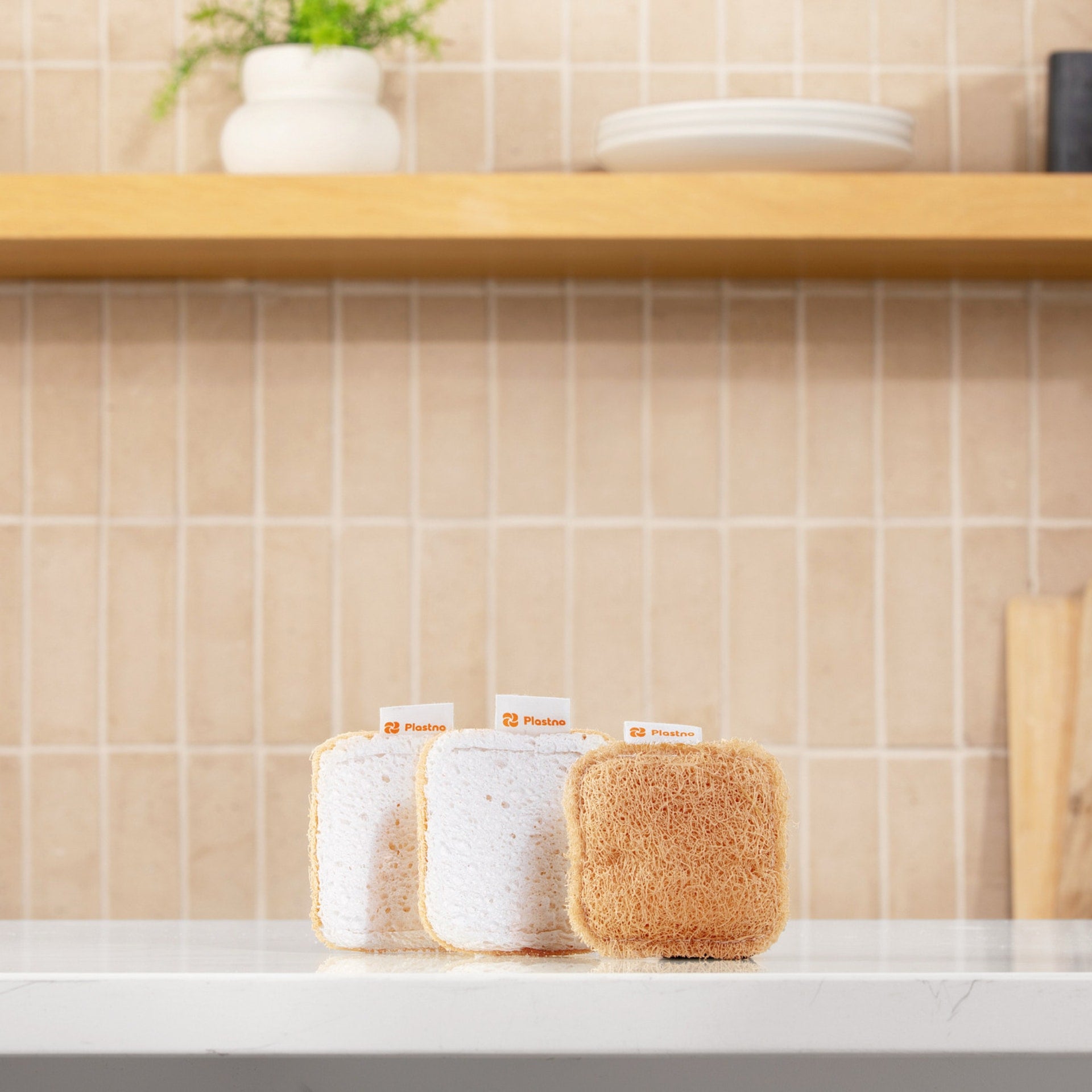 Plastno Scrub Sponge: plant-based cellulose wash side for everyday dishes