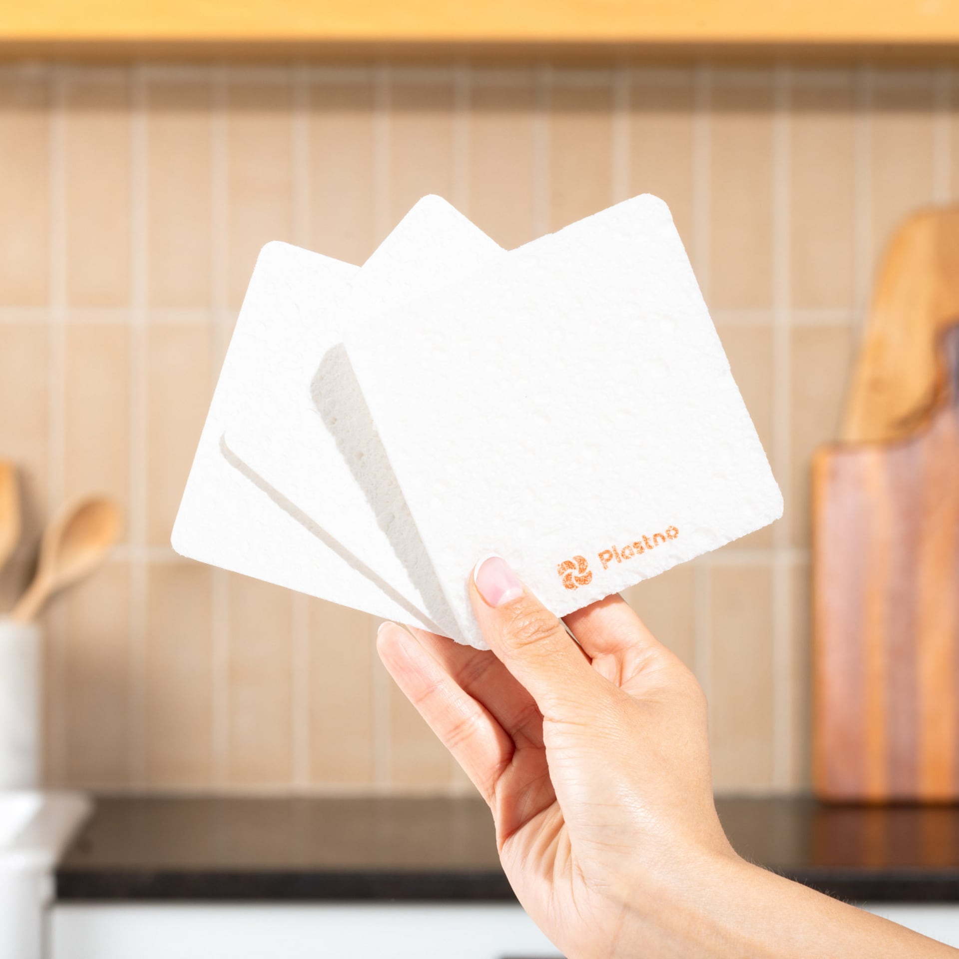 Plastno Soak Sponge: biodegradable cellulose sponge in a 3-pack, plant-based and plastic-free