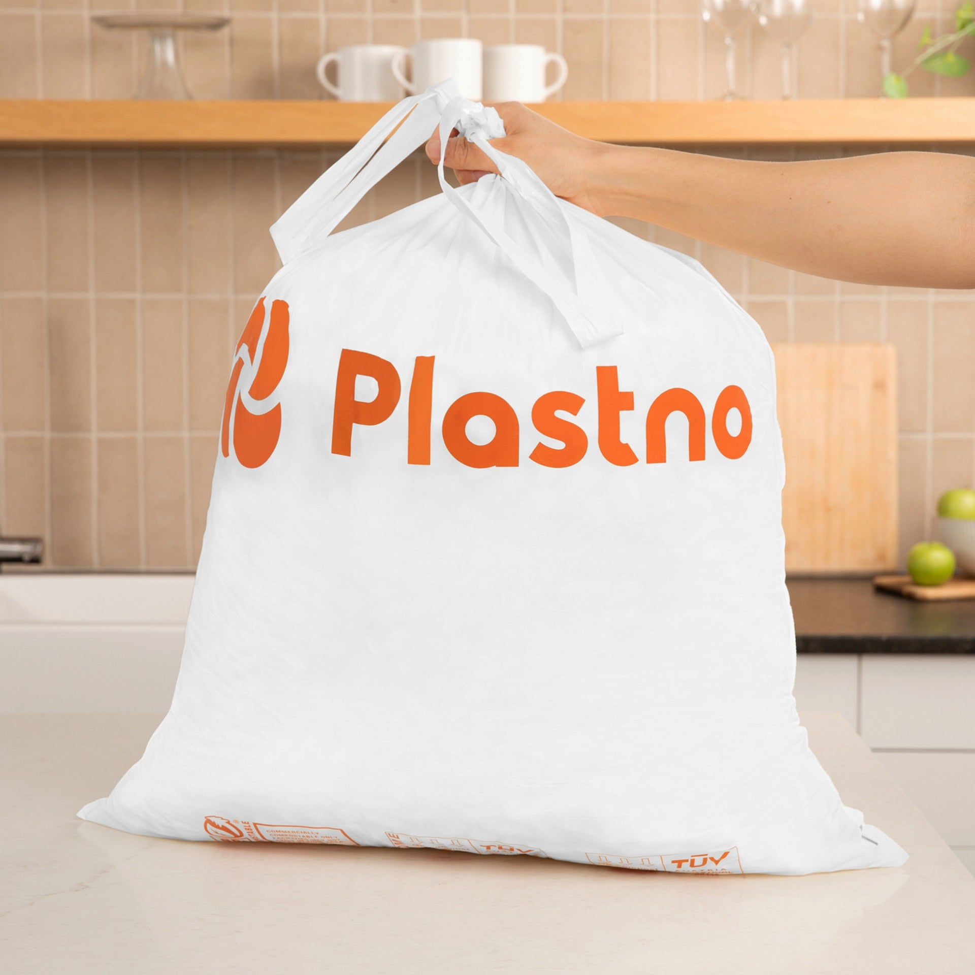 Plastno BPI and TUV certified compostable trash bag for backyard and commercial composting