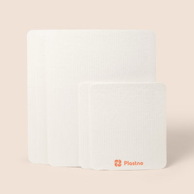 Plastno Wipe Set with a large white Sponge Towel and a smaller Sponge Cloth 